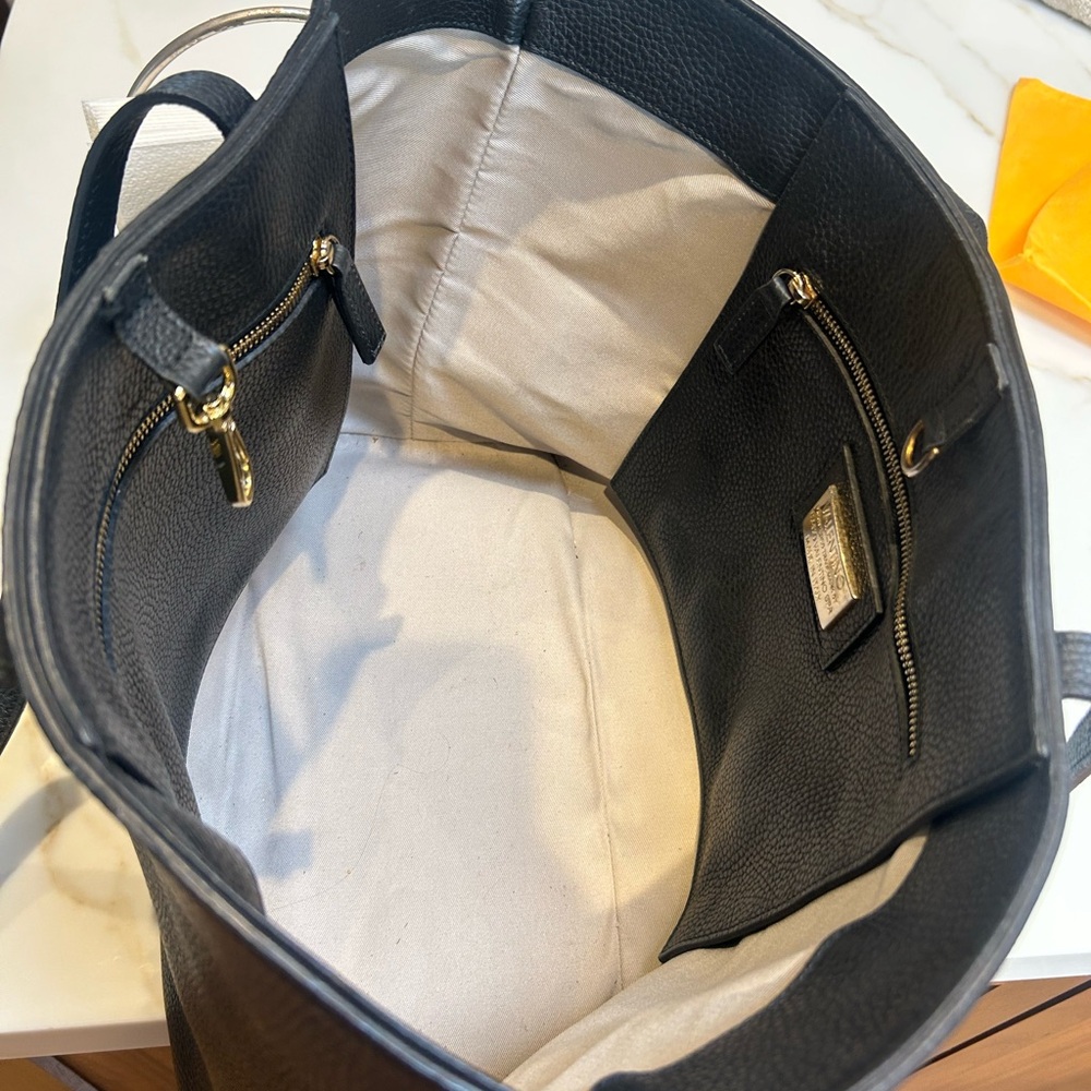 Valentino Black Pebbled Leather Stud-Logo Shoulder Tote - Picture 4 of 11